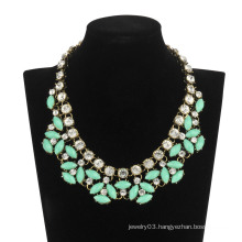 Turquoise Stone with Diamonds Necklace (XJW13608)